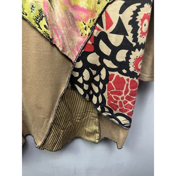 Mislook Dress‎ Womens medium Turtleneck Tan Brown Long Sleeve Patchwork - Picture 5 of 6